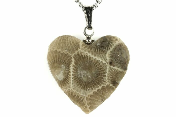 Polished, Heart Shaped Petoskey Stone (Fossil Coral) Necklaces - Photo 1